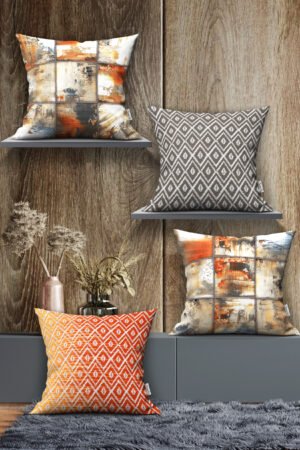 PATCHWORK PATTERNED MODERN DOUBLE-SIDED DIGITALLY-PRINTED PILLOW COVER 4-piece set ( KRL 02 )