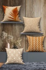 LINEN PATTERNED MODERN WITH MOTIFS DOUBLE-SIDED DIGITALLY-PRINTED PILLOW COVER 4-piece set ( KRL 03 )