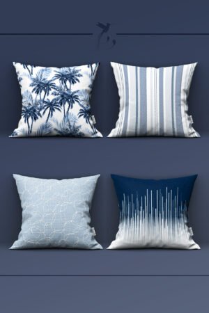 PALM PATTERNED MODERN WITH MOTIFS DOUBLE-SIDED DIGITALLY-PRINTED PILLOW COVER 4-piece set ( KRL 04 )