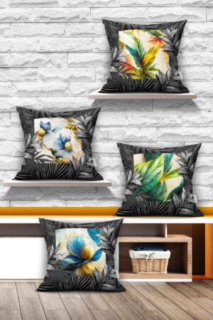 FRAMED LEAF WITH MOTIFS DOUBLE-SIDED DIGITALLY-PRINTED PILLOW COVER 4-piece set ( KRL 06 )