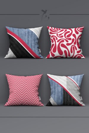 MODERN ABSTRACT PATTERNED DOUBLE-SIDED DIGITALLY-PRINTED PILLOW COVER 4-piece set ( KRL 08 )