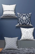 CLASSIC DAMASK WITH MOTIFS DOUBLE-SIDED DIGITALLY-PRINTED PILLOW COVER 4-piece set ( KRL 09 )