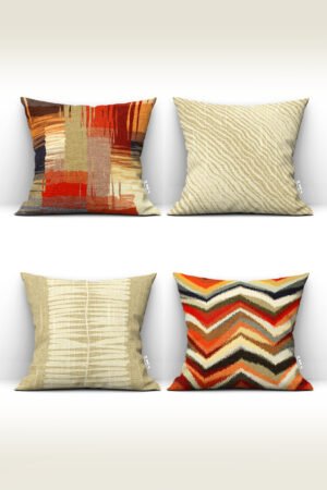 MODERN ABSTRACT PATTERNED DOUBLE-SIDED DIGITALLY-PRINTED PILLOW COVER 4-piece set ( KRL 14 )