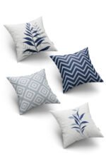 Blue And White Reversible Babyface Cushion Cover, Set of 4 (KRL 15)