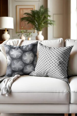 Gray Modern Abstract Patterned Double-sided Babyface Pillow cover 2-piece set