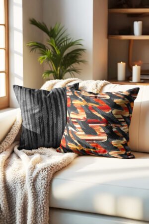Black Modern Abstract Patterned Double-sided Babyface Pillow cover 2-piece set