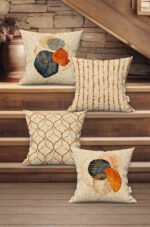 MODERN ABSTRACT PATTERNED ABSTRACT WITH MOTIFS DOUBLE-SIDED DIGITALLY-PRINTED PILLOW COVER 4-piece set ( KRL 24 )