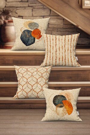 MODERN ABSTRACT PATTERNED ABSTRACT WITH MOTIFS DOUBLE-SIDED DIGITALLY-PRINTED PILLOW COVER 4-piece set ( KRL 24 )