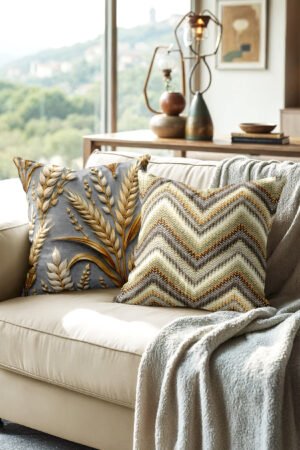 Natural Wheat Patterned Double-sided Babyface Pillow cover 2-piece set