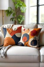 Modern Punch needle Patterned Orange Double-sided Babyface Pillow cover 2-piece set
