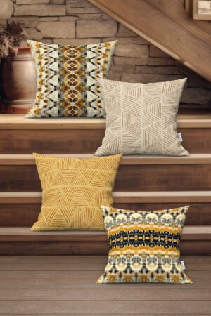 ETHNIC BOHEMIAN STYLE DOUBLE-SIDED DIGITALLY-PRINTED PILLOW COVER 4-piece set ( KRL 25 )