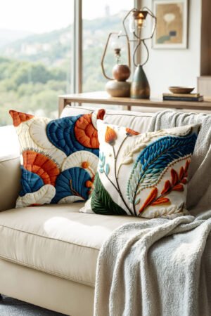 Abstract Patterned Turquoise Double-sided Babyface Pillow cover 2-piece set