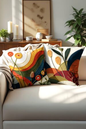 Floral Patterned Double-sided Babyface Pillow cover 2-piece set