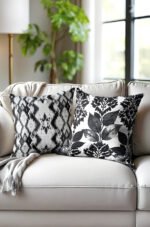 Leaf With motifs Black White Double-sided Babyface Pillow cover 2-piece set