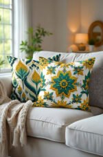 Damask Motif Patterned Green Double-sided Babyface Pillow cover 2-piece set