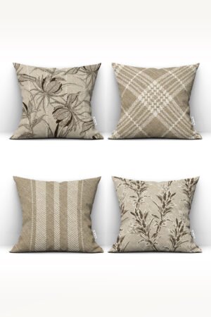 HASIZ BACKGROUND FLORAL WITH MOTIFS DOUBLE-SIDED DIGITALLY-PRINTED PILLOW COVER 4-piece set ( KRL 26 )