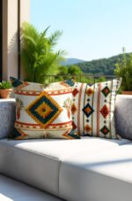 Kilim Patterned Flowerpot Detailed Double-sided Babyface Pillow cover 2-piece set