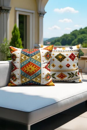 Ethnic Kilim Patterned Double-sided Babyface Pillow cover 2-piece set