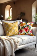 Elegant Floral Patterned Watercolor Detailed Double-sided Babyface Pillow cover 2-piece set