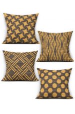 GEOMETRIC PATTERNED ABSTRACT WITH MOTIFS MODERN DOUBLE-SIDED DIGITALLY-PRINTED PILLOW COVER 4-piece set ( KRL 28 )