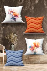 MODERN FLORAL WITH MOTIFS DOUBLE-SIDED DIGITALLY-PRINTED PILLOW COVER 4-piece set ( KRL 37 )