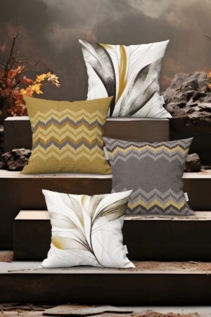 ELEGANT PATTERNED CLASSIC FLORAL WITH MOTIFS DOUBLE-SIDED DIGITALLY-PRINTED PILLOW COVER 4-piece set ( KRL 40 )