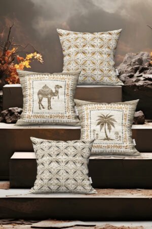 MOROCCAN MOROCCAN ETHNIC PATTERNED DOUBLE-SIDED DIGITALLY-PRINTED PILLOW COVER 4-piece set ( KRL 49 )