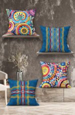 CARNIVAL WITH MOTIFS VERY COLORFUL DOUBLE-SIDED DIGITALLY-PRINTED PILLOW COVER 4-piece set ( KRL 50 )