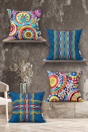 CARNIVAL WITH MOTIFS VERY COLORFUL DOUBLE-SIDED DIGITALLY-PRINTED PILLOW COVER 4-piece set ( KRL 50 )