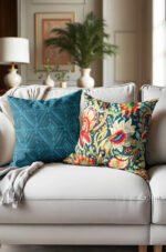 Blue Jacquard Paisley shawl Patterned Double-sided Babyface Pillow cover 2-piece set