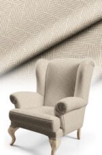 Maze Patterned Woven Effect Cotton-backed Thick rachel-knit Upholstery fabric 140cm width ( MAZE CREAM )