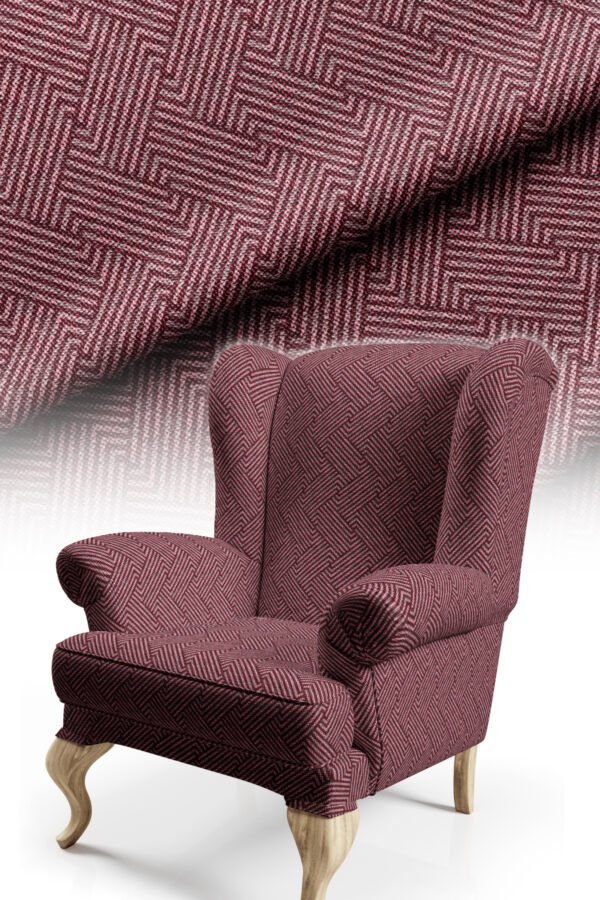 Burgundy Woven-Effect Maze Pattern Upholstery Fabric by Nilstar®