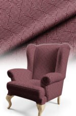Maze Patterned Woven Effect Cotton-backed Thick rachel-knit Upholstery fabric 140cm width ( MAZE BURGUNDY )