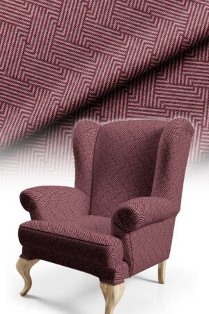 Burgundy Woven-Effect Maze Pattern Upholstery Fabric, 140cm Width (LABİRENT)