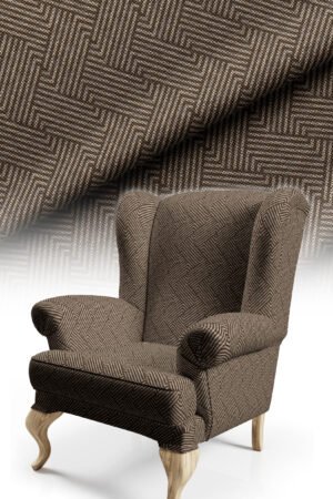 Maze Patterned Woven Effect Cotton-backed Thick rachel-knit Upholstery fabric 140cm width ( MAZE DARK BROWN )