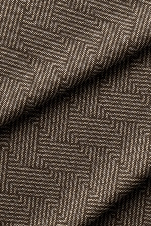 Dark Brown Woven-Effect Maze Pattern Upholstery Fabric by Nilstar®