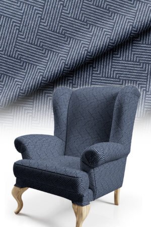 Woven-Effect Navy Maze Pattern Upholstery Fabric, 140cm Width (LABİRENT)