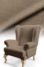 Maze Patterned Woven Effect Cotton-backed Thick rachel-knit Upholstery fabric 140cm width ( MAZE BROWN )
