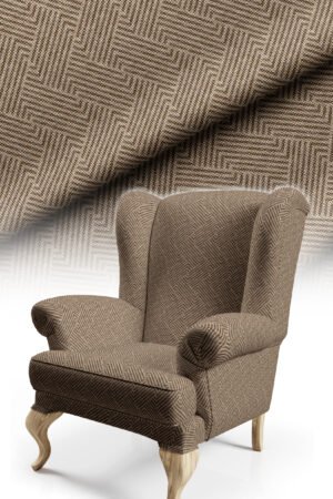 Brown Woven-Effect Maze Pattern Upholstery Fabric, 140cm Width (LABİRENT)
