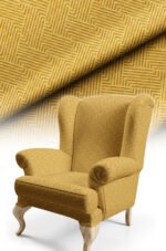 Maze Patterned Woven Effect Cotton-backed Thick rachel-knit Upholstery fabric 140cm width ( MAZE YELLOW )