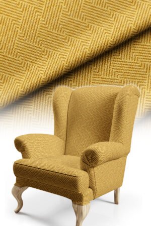 Maze Patterned Woven Effect Cotton-backed Thick rachel-knit Upholstery fabric 140cm width ( MAZE YELLOW )