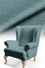 Maze Patterned Woven Effect Cotton-backed Thick rachel-knit Upholstery fabric 140cm width ( MAZE TURQUOISE )