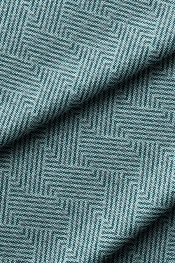 Turquoise Woven-Effect Maze Pattern Upholstery Fabric by Nilstar®