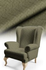 Maze Patterned Woven Effect Cotton-backed Thick rachel-knit Upholstery fabric 140cm width ( MAZE GREEN )