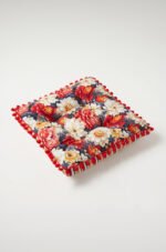 Modern Red Floral Pattern Chair Cushion 43x43x7 Cm 1 Piece ( MİNDER 6 )