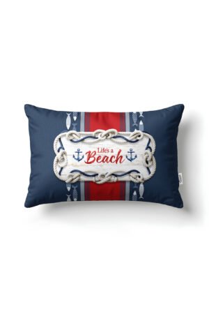 CANILA MARINE Beach Patterned Navy blue, White RECTANGULAR Pillow cover 33 x 53 cm Double-sided Pillow cover 1 PIECE(S) ( MARINE 4 )