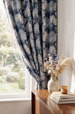 Modern Digitally-Printed Classic Tree Branch Pattern in Navy Blackout Curtain Panel, 140 x 270cm (PERDE 42)