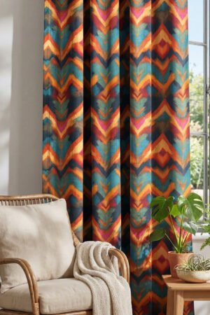 Very Colorful Ethnic patterned Digitally-printed Modern Blackout curtain - 140 x 270 cm ( CURTAIN 43 )
