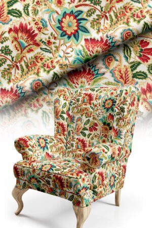 Mixed Floral Patterned Cotton-backed Thick rachel-knit Upholstery fabric 140cm width ( POP 101 )