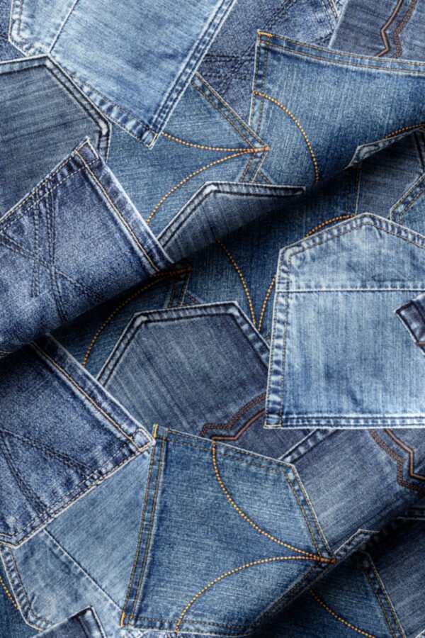 Denim Pocket Patchwork Pattern Upholstery Fabric by Nilstar®